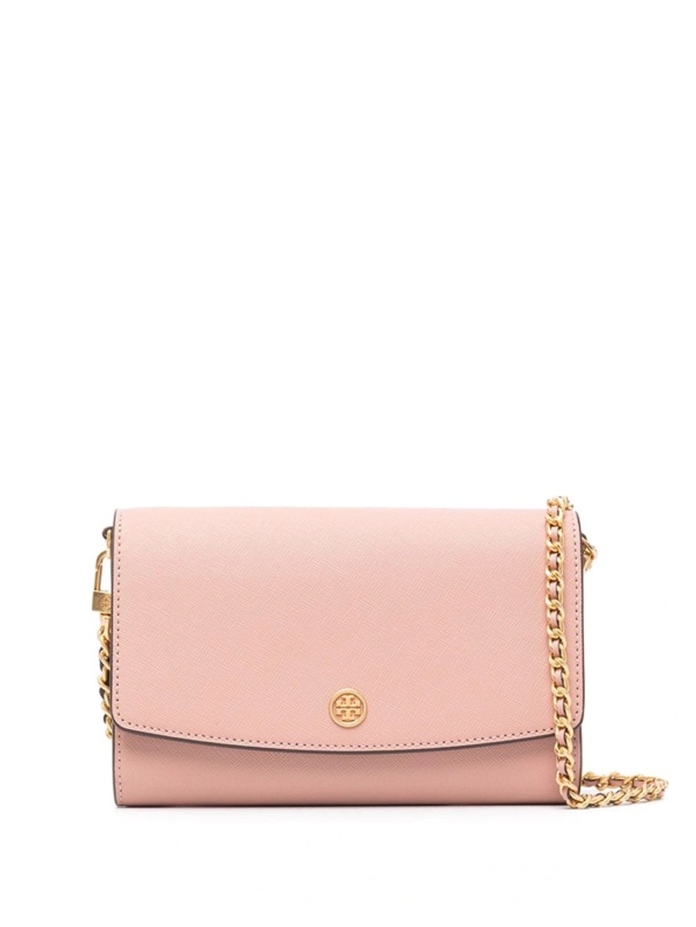 TORY BURCH Robinson Chain Wallet Crossbody Bag Pink Moon Saffiano Leather